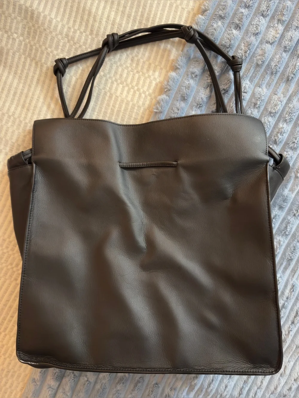 Von Holzhausen Vegan Leather Large Shopper Black Tote Bag | Made In Italy - Picture 2 of 7
